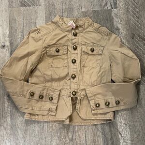 Faded Glory Tan Kids Khaki Jacket with Brass Buttons